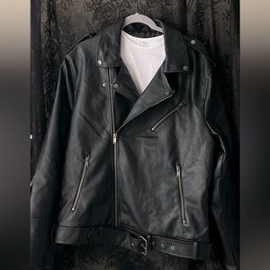 NWT! Faux Motorcycle xxl Moto Biker Coat Short Lightweight Vegan pleather